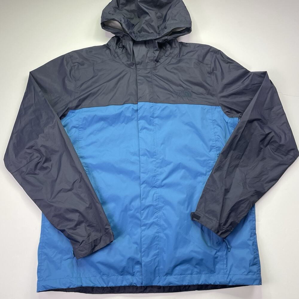 North Face Venture 2 Jacket Mens Large With Hood Blue Colorblock Two Tone